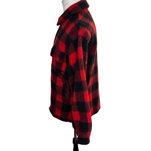 Woolrich Men’s Buffalo Red Black Plaid Wool Zip Up Jacket - Picture 5 of 13